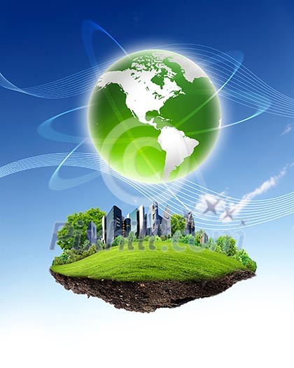 Picture of green planet as symbol of environmental concept Picture of green planet as symbol of environmental concept