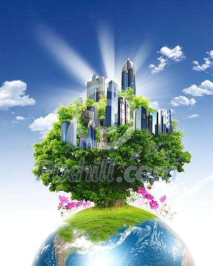 Picture of green planet as symbol of environmental concept Picture of green planet as symbol of environmental concept