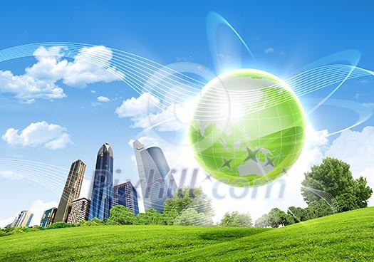 Picture of green planet as symbol of environmental concept Picture of green planet as symbol of environmental concept