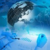 Colour collage with financial and business charts and graphs