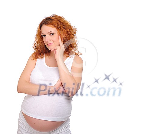 Charming red-haired young woman awaiting the birth of the baby. Charming red-haired young woman awaiting the birth of the baby.