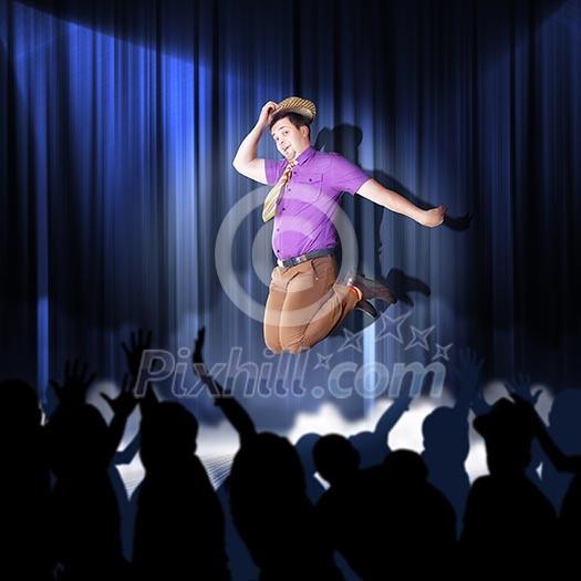 Dancer in the retro style, 50s on a bright color background.collage Dancer in the retro style, 50s on a bright color background.collage