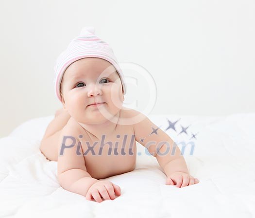 Portrait of a young child on a white background. Baby. Portrait of a young child on a white background. Baby.