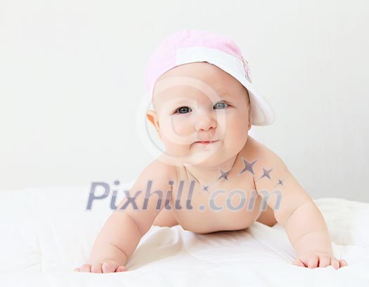 Portrait of a young child on a white background. Baby. Portrait of a young child on a white background. Baby.
