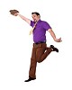 jumping young happy man in bright colour wear with funny expression