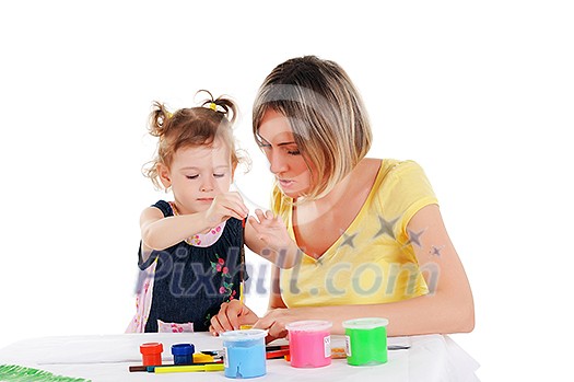 a young mom and her little daughter paint colors in this album a young mom and her little daughter paint colors in this album