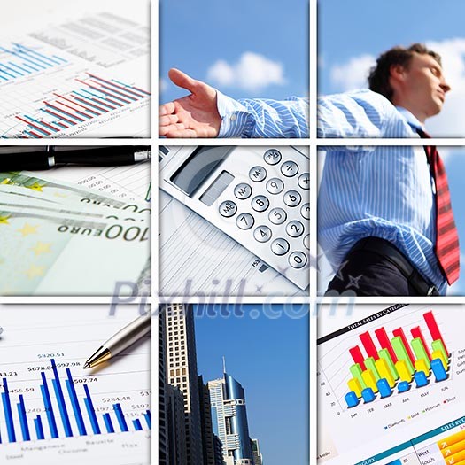 Collage of financial and business charts and graphs Collage of financial and business charts and graphs