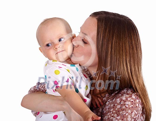 Young mother with little daughter in studio Young mother with little daughter in studio