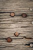 Old rusty nails on wooden background