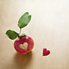 Heart shape cut out of an apple