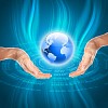 Hands and Earth. Symbol of environmental protection