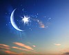 symbols of islam religion against bright cloudy sky