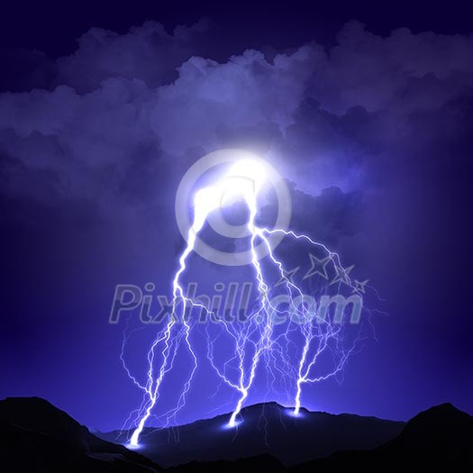 image of lightning on a dark blue background image of lightning on a dark blue background