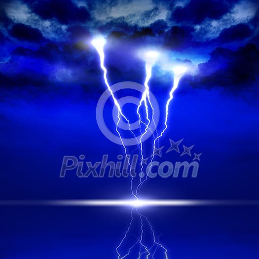image of lightning on a dark blue background image of lightning on a dark blue background