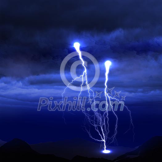 image of lightning on a dark blue background image of lightning on a dark blue background