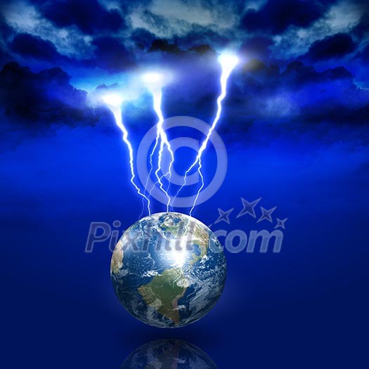 image of lightning on a dark blue background image of lightning on a dark blue background