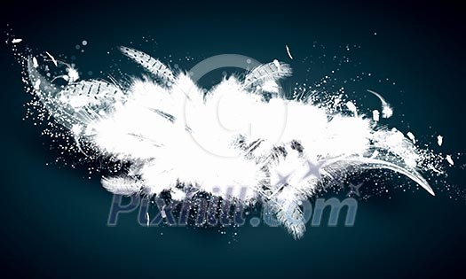 Abstract image of white wings against black background Abstract image of white wings against black background