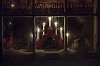 electric candlestick in frosty window