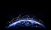 Blue vivid image of globe. Globalization concept. Elements of this image are furnished by NASA