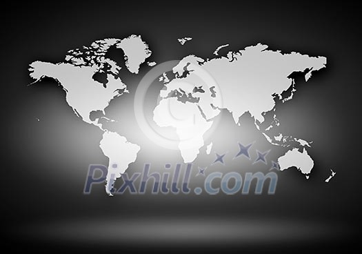 World map with continents on the illustration background World map with continents on the illustration background