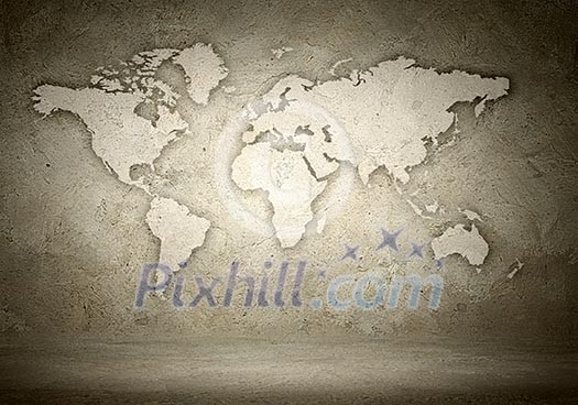 World map with continents on the illustration background World map with continents on the illustration background