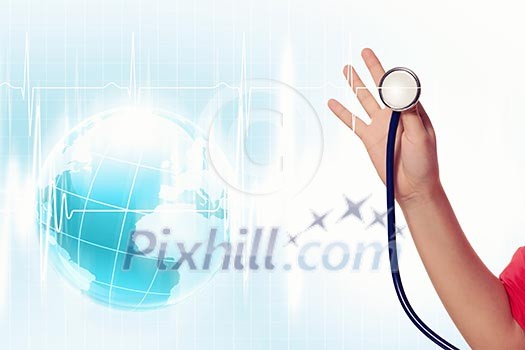 Close-up image of doctor's hand holding stethoscope Close-up image of doctor's hand holding stethoscope