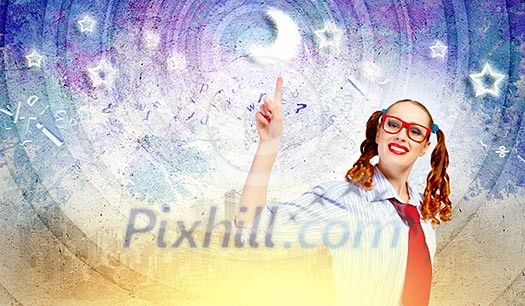 Image of funny teenager girl in red glasses Image of funny teenager girl in red glasses