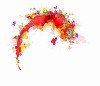 Abstract background image with colorful splashes and butterflies