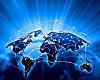 Blue vivid image of globe. Globalization concept