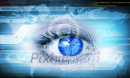 Close-up high-tech image of human eye. Technology concept Close-up high-tech image of human eye. Technology concept