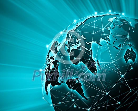 Green vivid image of globe. Globalization concept Green vivid image of globe. Globalization concept