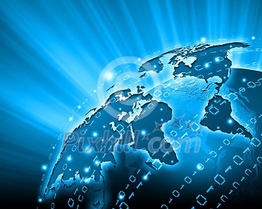 Blue vivid image of globe. Globalization concept Blue vivid image of globe. Globalization concept