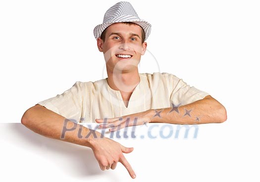 Little boy holding a blank white billboard Little boy holding a blank white billboard