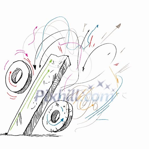 Percentage or sale drawn symbol against white background Percentage or sale drawn symbol against white background