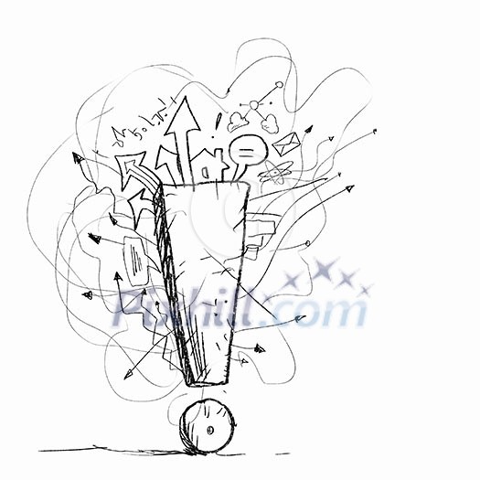 Sketch image of exclamation sign against white background Sketch image of exclamation sign against white background