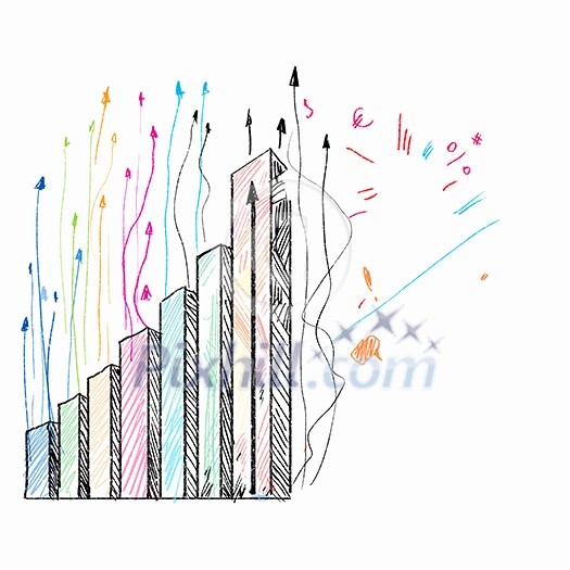 Sketch with graphs and arrows. Growth concept Sketch with graphs and arrows. Growth concept