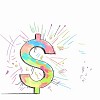 Drawn dollar sign against white background. Money concept