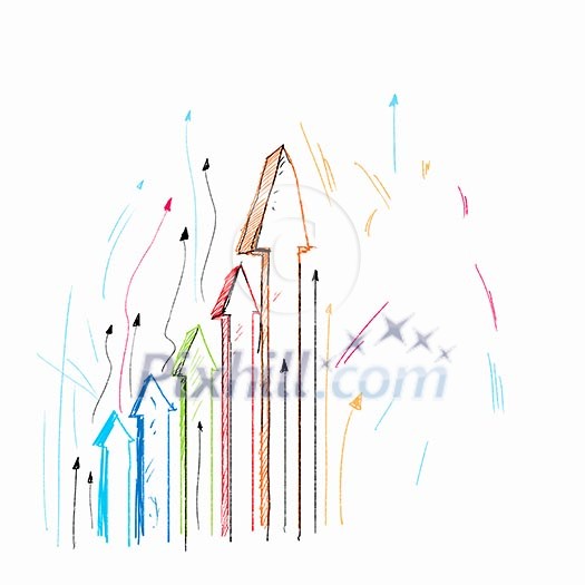 Sketch with graphs and arrows. Growth concept Sketch with graphs and arrows. Growth concept