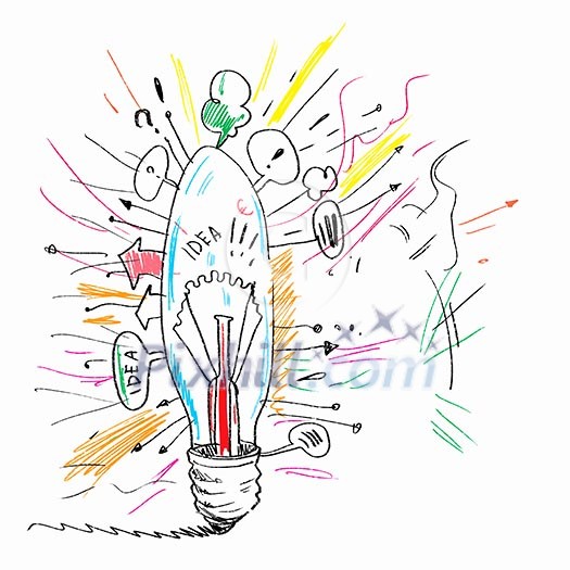 Sketch image of electric bulb. Idea concept Sketch image of electric bulb. Idea concept