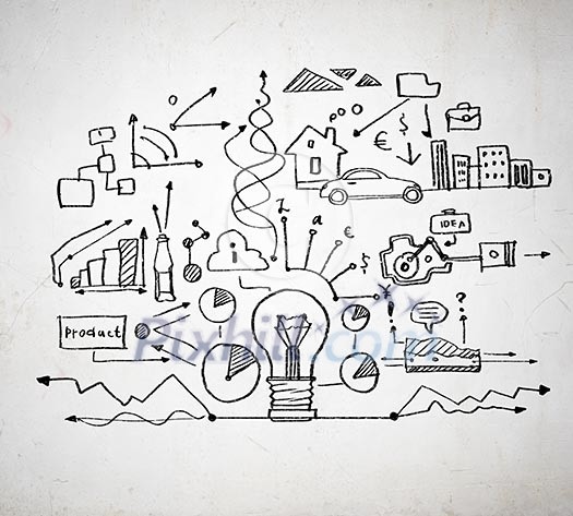 Business ideas sketch image on white background Business ideas sketch image on white background