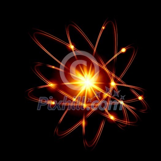 Image of color atoms and electrons. Physics concept Image of color atoms and electrons. Physics concept