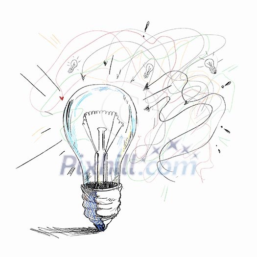 Sketch image of electric bulb. Idea concept Sketch image of electric bulb. Idea concept