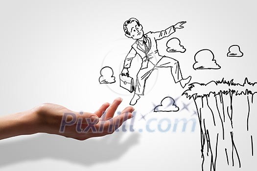 Hand drawing image of businessman. Business challenge Hand drawing image of businessman. Business challenge