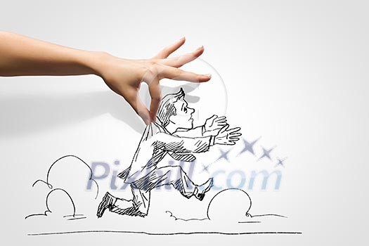 Hand drawing image of businessman. Business challenge Hand drawing image of businessman. Business challenge