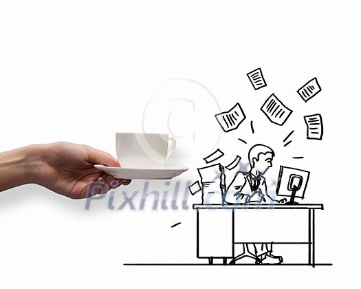 Hand drawing image of businessman. Business challenge Hand drawing image of businessman. Business challenge