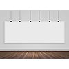 Blank banner hanging on wall. Place for text