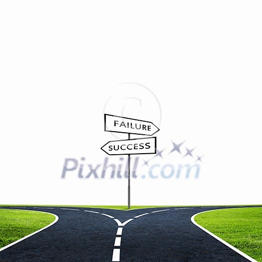 Cross road with direction sign. Choose your way Cross road with direction sign. Choose your way