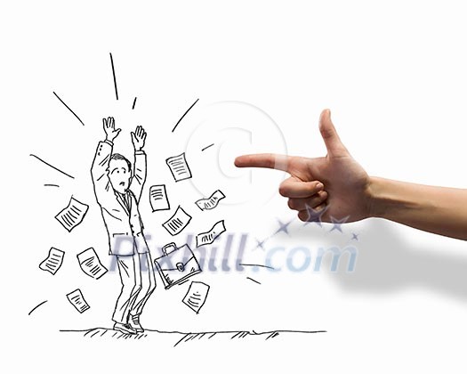 Hand drawing image of businessman. Business challenge Hand drawing image of businessman. Business challenge