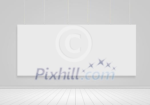 Blank banner hanging on wall. Place for text