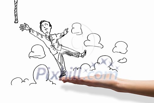 Hand drawing image of businessman. Business challenge Hand drawing image of businessman. Business challenge